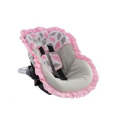 Capa Para Bebê Conforto Nuvens Rosa + Protetor de cinto - 1