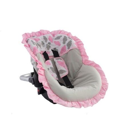 Capa para Bebê Conforto Nuvens Rosa + Protetor de Cinto