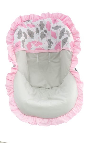 Capa Para Bebê Conforto Cadeirinha Acolchoada Nuvens Rosa - 1