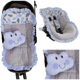 Capa Carrinho + Bebe Conforto + Protetor Cinto Nuvens Azul - 1
