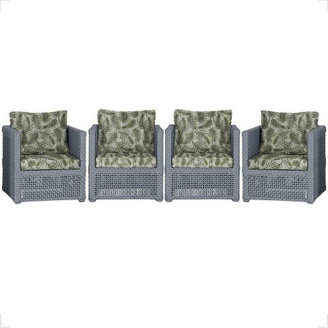 4 Poltronas Madri Alumínio Corda Náutica Estofado 5 Trama Original