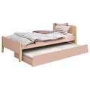 Ver imagem 1 de Cama Solteiro com Auxiliar Simba Rosa Acetinado com Pés Natural – Reller