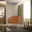 Ver imagem 1 de Poltrona Sala Decorativa Stella Pé Palito Natural Sintético Pu Whisky D03 - D’Rossi