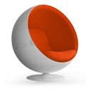 Ver imagem 1 de Poltrona Ball Chair Fiberglass Branca Laranja