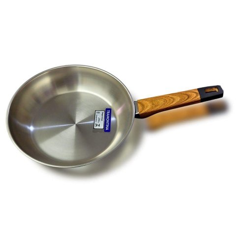 Frigideira Aço Inox Brava Cabo com Efeito Amadeirado Baquelite Tramontina