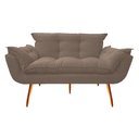 Ver imagem 2 de Kit Namoradeira + Poltrona Decorativa Opala Suede Capuccino Pés Madeira Mz Decor