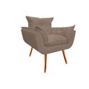Ver imagem 4 de Kit Namoradeira + Poltrona Decorativa Opala Suede Capuccino Pés Madeira Mz Decor