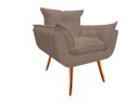 Ver imagem 4 de Kit Namoradeira + Poltrona Decorativa Opala Suede Capuccino Pés Madeira Mz Decor