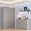 Ver imagem 1 de Conjunto Quarto Juvenil Guarda Roupa 04 Portas + Cômoda Americano