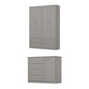 Ver imagem 3 de Conjunto Quarto Juvenil Guarda Roupa 04 Portas + Cômoda Americano