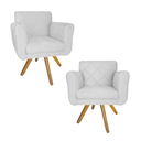Ver imagem 1 de Conjunto 2 Poltrona Decorativa Com Base Giratória De Madeira Isabella Suede Branco - LM DECOR