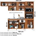 Ver imagem 3 de Cozinha Modulada Balcao para Pia 240 Cm Mdp Vitoria Armoveis - Cinamomo Branco