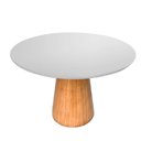 Ver imagem 1 de Mesa de Jantar Cone Redonda 120 Cm Base Madeira Freijó Tampo Laqueado Branco