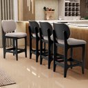 Ver imagem 2 de Kit 05 Banquetas Baixa Bar Cozinha e Sala de Jantar Fixa Betta L02 Preto Bouclê Bege - Lyam Decor
