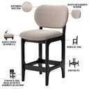 Ver imagem 4 de Kit 05 Banquetas Baixa Bar Cozinha e Sala de Jantar Fixa Betta L02 Preto Bouclê Bege - Lyam Decor