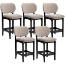 Ver imagem 1 de Kit 05 Banquetas Baixa Bar Cozinha e Sala de Jantar Fixa Betta L02 Preto Bouclê Bege - Lyam Decor