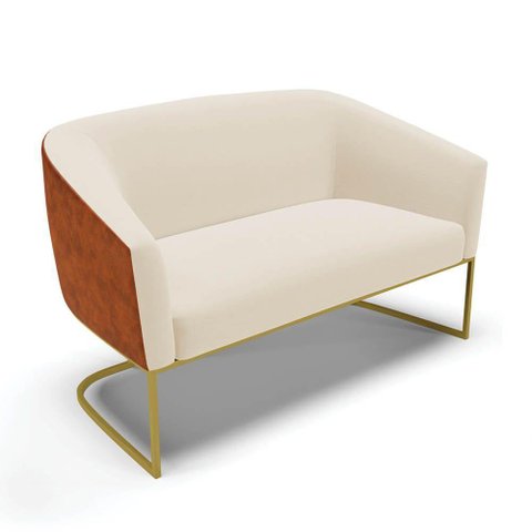 Sofá Namoradeira 2 Lug Industrial Dourado Stella Noz-linho D03 - D'Rossi Cor Bege