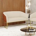 Ver imagem 3 de Sofá Namoradeira 2 Lug Industrial Dourado Stella Noz-linho D03 - D'Rossi Cor Bege
