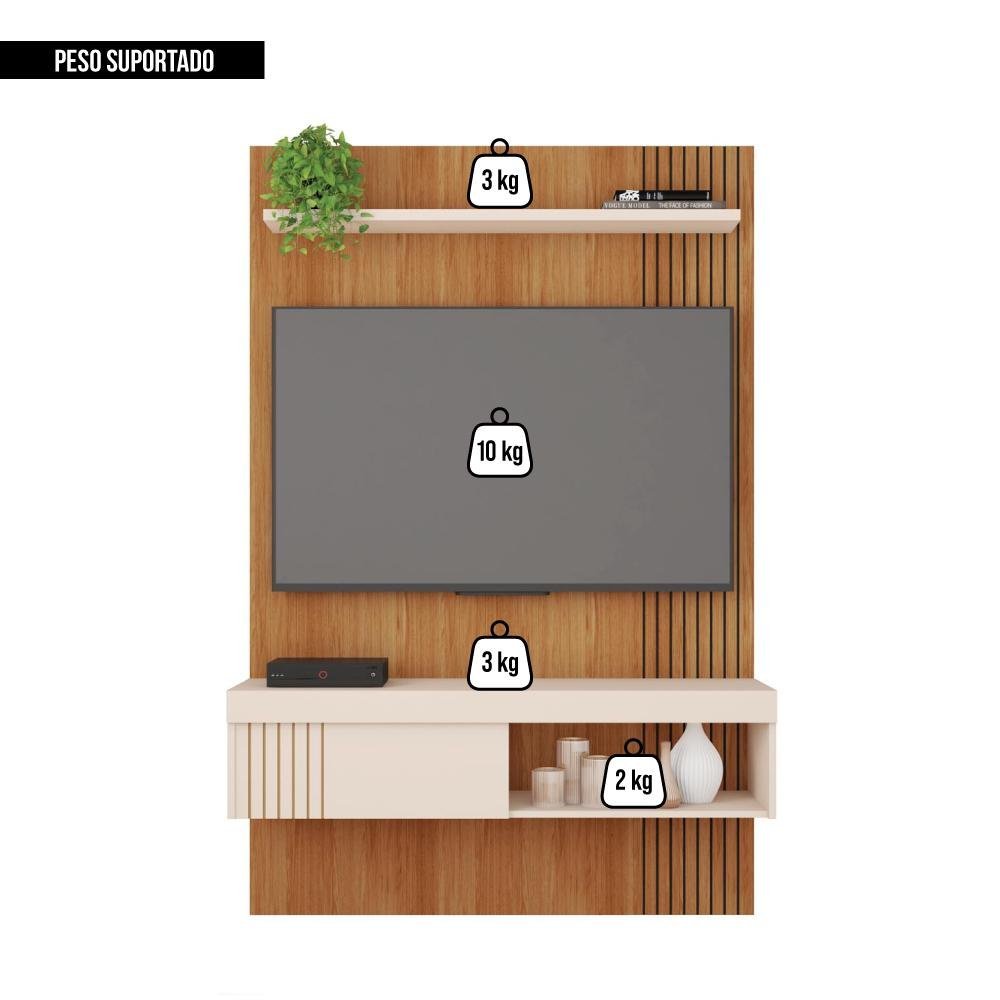 Painel para Tv até 45 Polegadas Marrom Moon Caemmun - 8