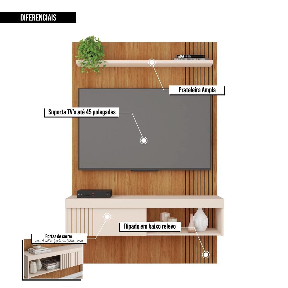 Painel para Tv até 45 Polegadas Marrom Moon Caemmun - 5