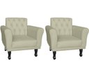Ver imagem 1 de Kit 2 Poltronas Decorativa Classic Suede Bege Pés Madeira Ms Decor