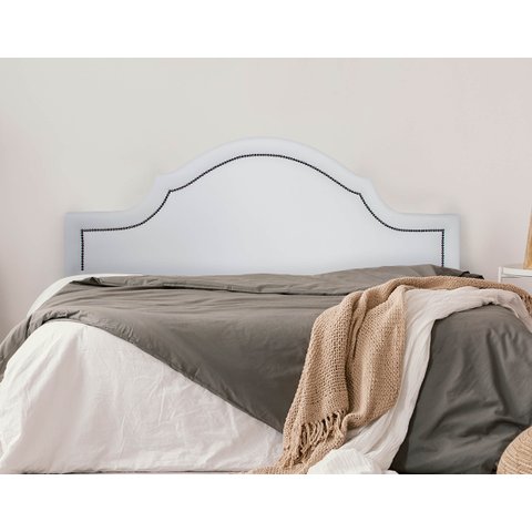 Cabeceira King Estofada Para Cama Box Provençal Luxo 193x60 Courino Branco - Tachas Fumê
