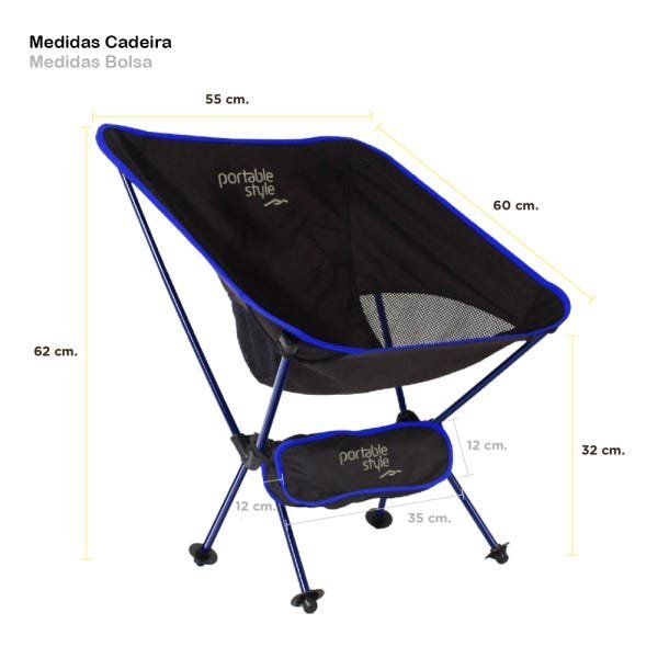 Cadeira Alumínio Camping  Dobrável Azul - 6