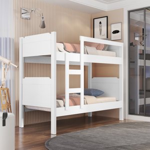 Beliche Solteiro Flora Adulto C/ Grades e Escada 100% Segura:branco