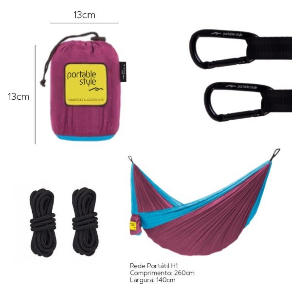 Rede de Camping Hamaca Portátil com Corda Portable Style:roxo - Azul - 2