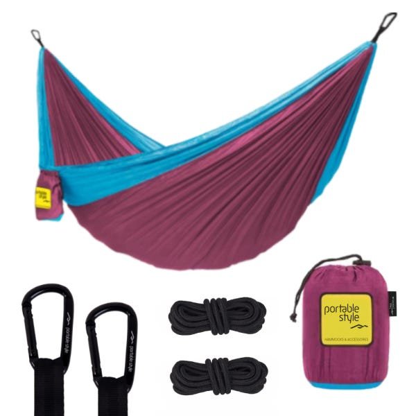 Rede de Camping Hamaca Portátil com Corda Portable Style:roxo - Azul