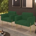 Ver imagem 6 de Poltrona Pé de Ferro Dourado para Sala Kit 2 Elisa Veludo D03 - D'Rossi Cor Verde