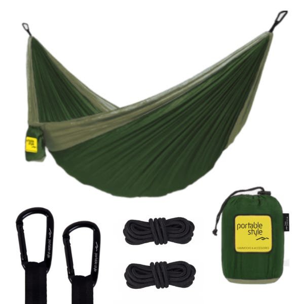 Rede de Camping Hamaca Portátil com Corda Portable Style:verde Militar - Verde