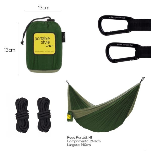 Rede de Camping Hamaca Portátil com Corda Portable Style:verde Militar - Verde - 2