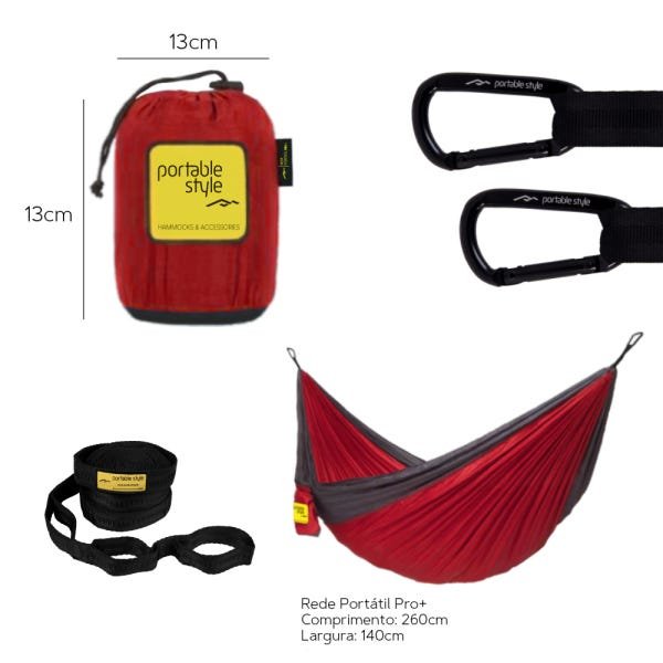 Rede de Camping Hamaca Portátil com Cinta Portable Style:vermelho - Cinza - 2