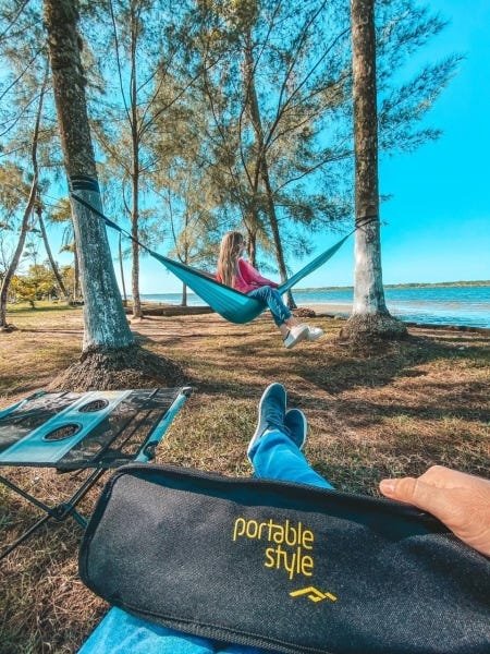 Rede de Camping Hamaca Portátil com Cinta Portable Style:Preto - Cinza - 9