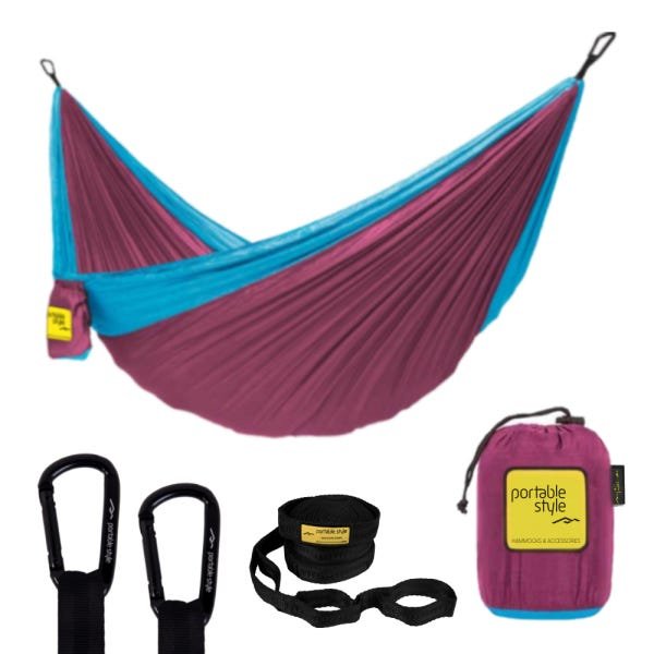 Rede de Camping Hamaca Portátil com Cinta Portable Style:roxo - Azul