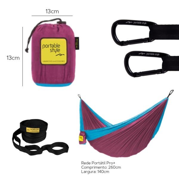 Rede de Camping Hamaca Portátil com Cinta Portable Style:roxo - Azul - 2