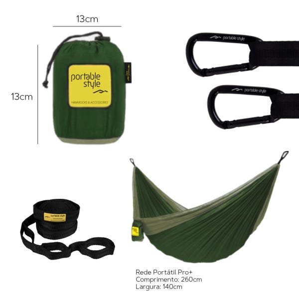 Rede de Camping Hamaca Portátil com Cinta Portable Style:verde Militar - Verde - 2