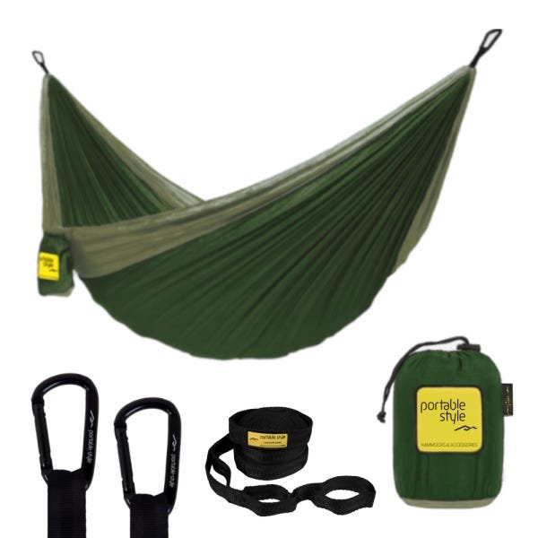 Rede de Camping Hamaca Portátil com Cinta Portable Style:verde Militar - Verde