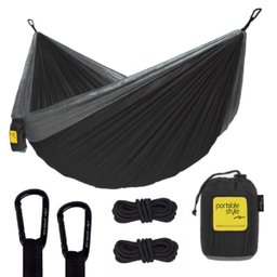 Rede de Camping Hamaca Portátil Dupla C/corda Portable Style:preto - Cinza - 1