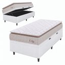 Ver imagem 1 de Cama Box Baú Colchão Solteiro Molas Ensacadas City Pillow Top 88x188x64cm Branco / Bege