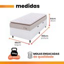 Ver imagem 3 de Cama Box Baú Colchão Solteiro Molas Ensacadas City Pillow Top 88x188x64cm Branco / Bege