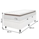 Ver imagem 4 de Cama Box Baú Colchão Solteiro Molas Ensacadas City Pillow Top 88x188x64cm Linho Branco / Bege