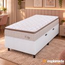 Ver imagem 2 de Cama Box Baú Colchão Solteiro Molas Ensacadas City Pillow Top 88x188x64cm Branco / Bege