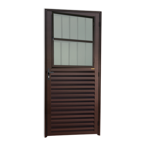 Porta de Sala Alumínio 86 Esq V.Boreal Marrom Corten Brimak