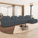 Ver imagem 2 de Sofá 5 Lugares com Chaise Direito Sala Living 388cm Arlo F04 Bouclê Grafite Tc-10050 - Lyam Decor