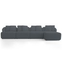 Ver imagem 3 de Sofá 5 Lugares com Chaise Direito Sala Living 388cm Arlo F04 Bouclê Grafite Tc-10050 - Lyam Decor