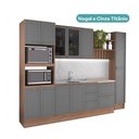 Ver mais imagens de Cozinha Milla Cleo 11 Portas 5 Gavetas MDF-MDP 310cm Nogal com Cinza Móveis Carraro