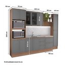 Ver imagem 2 de Cozinha Milla Cleo 11 Portas 5 Gavetas MDF-MDP 310cm Nogal com Cinza Móveis Carraro