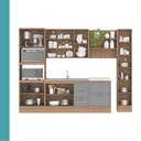 Ver imagem 7 de Cozinha Milla Cleo 11 Portas 5 Gavetas MDF-MDP 310cm Nogal com Cinza Móveis Carraro